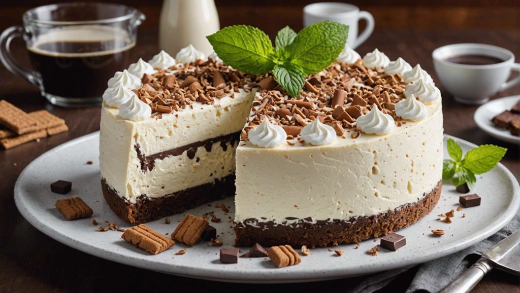 Cheesecake sans cuisson à la menthe poivrée : simplicité et goût intense